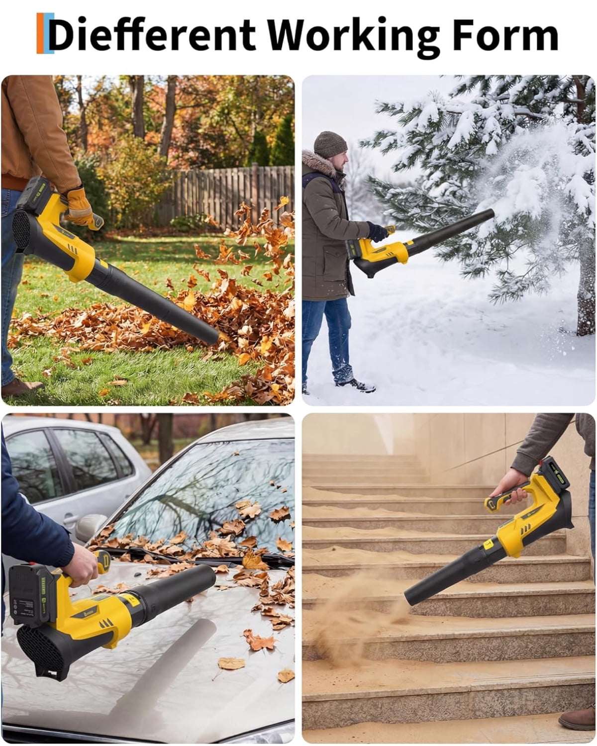 Garvee Battery Power Leaf Blower 550 CFM/130 MPH, 20V Portable Hand Blower with 6-Variable Speed for Lawn, Driveway, Sidewalk, Yellow & Black