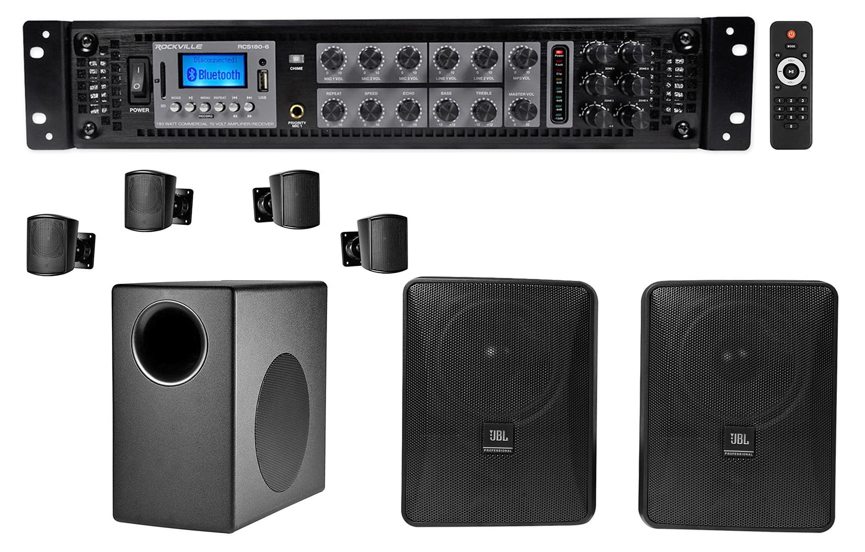 Wall Speakers+Mics 4 Restaurant/Bar/Cafe 2 Details about   Rockville 1000W Bluetooth Receiver+ 