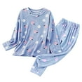 thumbnail image 5 of WTXUE Winter Flannel Pajama Sets for Women Coral Fleece Cute Printed Long Sleeve Nightwear Top and Loose Pants Warm Loungewear Soft Sleepwears Blue L, 5 of 5