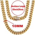 thumbnail image 5 of Conjunto de cadena de eslabones cubanos de Miami para hombres Acero inoxidable chapado en oro de 18 quilates 10/12 mm Pulsera de acera Collar Cadenas de diamantes, 5 of 5