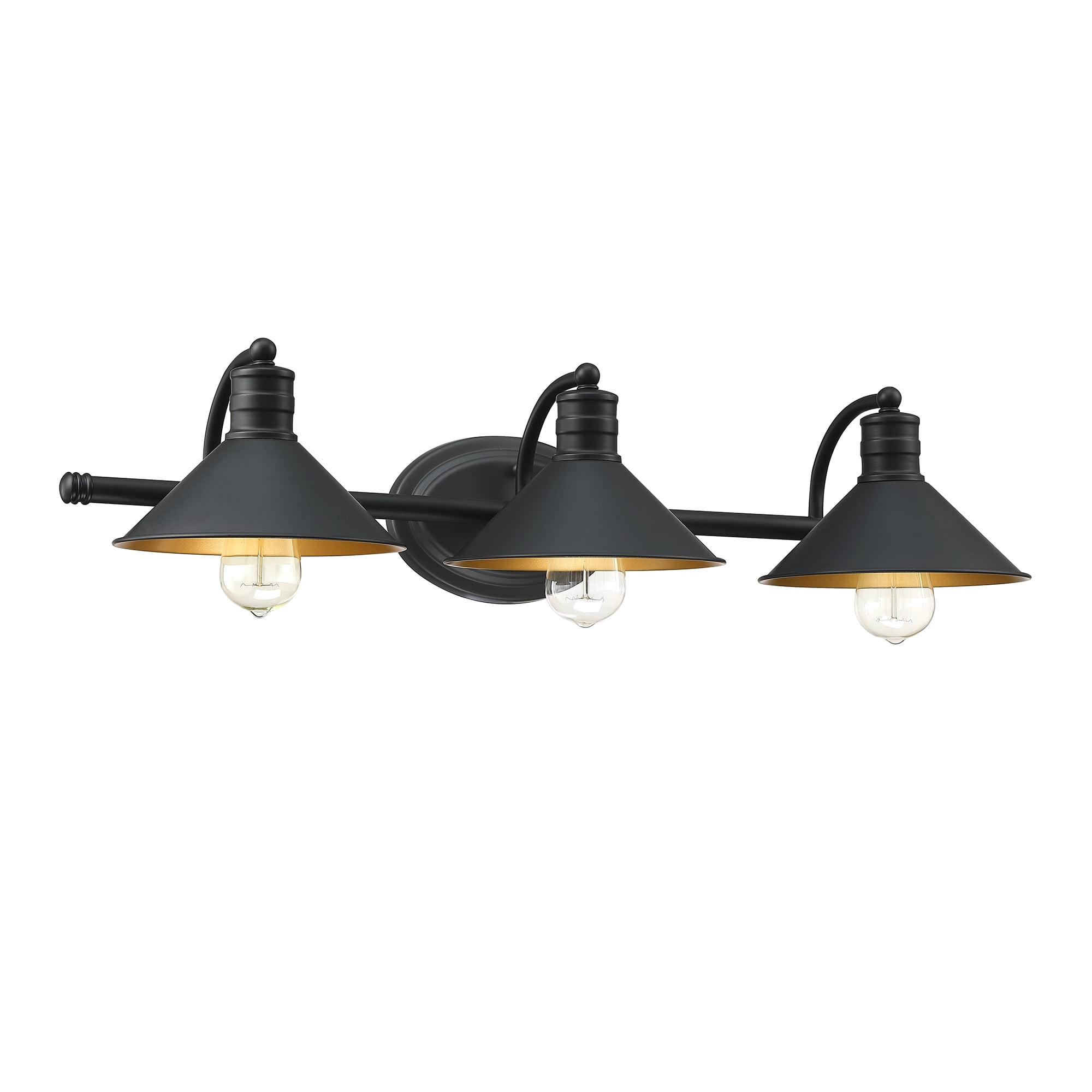 3 Light Bathroom Lights over Mirror Black and Gold Industrial Vanity Light Fixtures