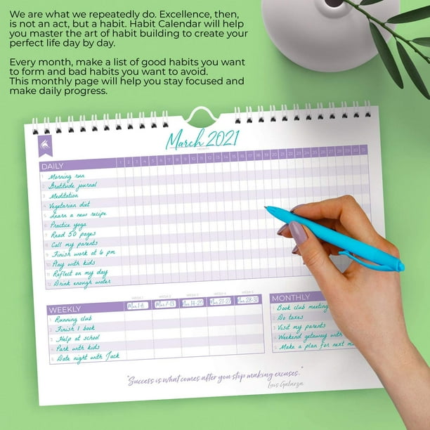 Clever Fox Habit Calendar – Inspirational Habit Tracker for Atomic Habits –  Colorful Habit & Goal Planner Journal to 