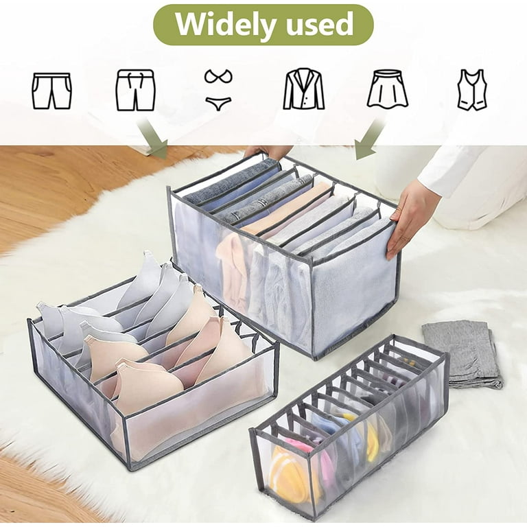 4PCS Wardrobe Clothes Organizer 7 Grids, Closet Organizers and Storage  Baskets, Clothing Storage Bins,Washable Foldable Drawer Clothes Compartment