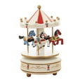 thumbnail image 1 of en Musical Box Swivel Carousel With Little Horse Wind Up Music Box Red, 1 of 8