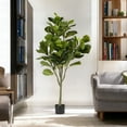 thumbnail image 4 of 48 inches Artificial Fiddle Leaf Fig Tree in Plastic Nursery Pot, 4 of 5