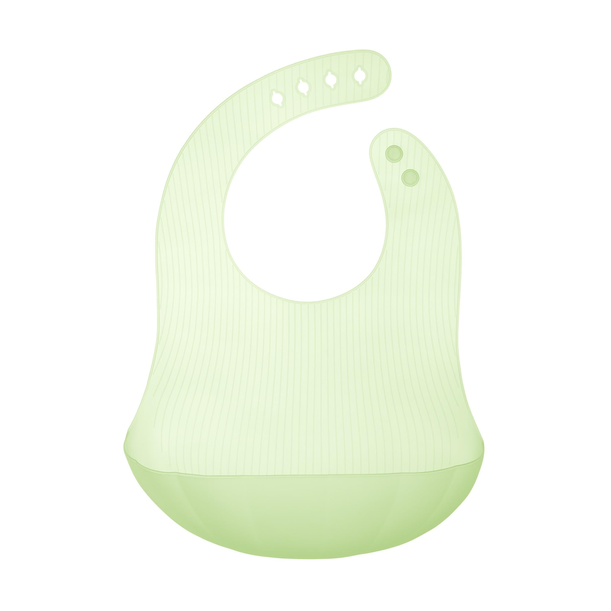 Olababy Training Spoon Set (Kiwi/Blueberry) + Olababy Fold N Go Silicone Baby Bib w Travel Case (Kiwi)