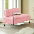 thumbnail image 3 of GZXS Upholstered Velvet Sofa Bench with Built-in Swivel Table, Tufted Backrest, Copper-Nail Accents, Modern Multi-Purpose Seat, 54"L x 24.8"W x 32.6"H, Pink, 3 of 10