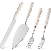 4pcs, Wedding Cake Knife and Server Set,Pearl Handle Cake Cutting Set for Weddings, Engagements, Anniversaries, and Engagement Gifts for Couples