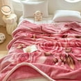 thumbnail image 2 of WOOW DEPOT Thick Fleece Bed Blanket, 1 PCS Rose Floral Printed 7.3 lbs Heavy, Soft Warm Mink Blanket Luxurious Reversible, Full Queen 78.7" x 90.5", Pink, 2 of 7