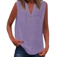 thumbnail image 1 of Camisa sin mangas con botones para mujer, ideal para el verano: blusa versátil de color liso, perfecta para combinar con vaqueros., 1 of 5