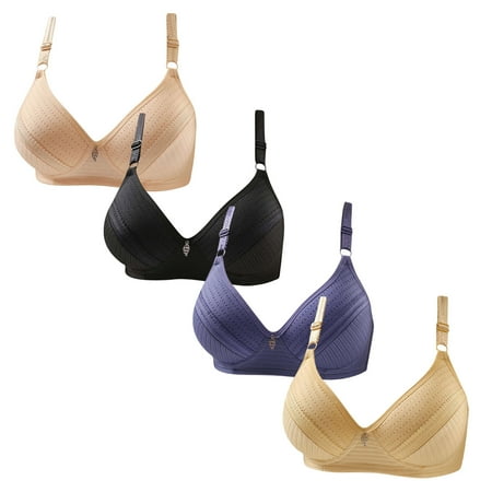 Gnurob Lace Bras for Womens Push Up Wireless Bralettes Breathable Brassiere 3 Pack Plus Size Bralette Comfort Adjustable Straps Bra Sports Wear Clearance Saving A06-Beige Medium