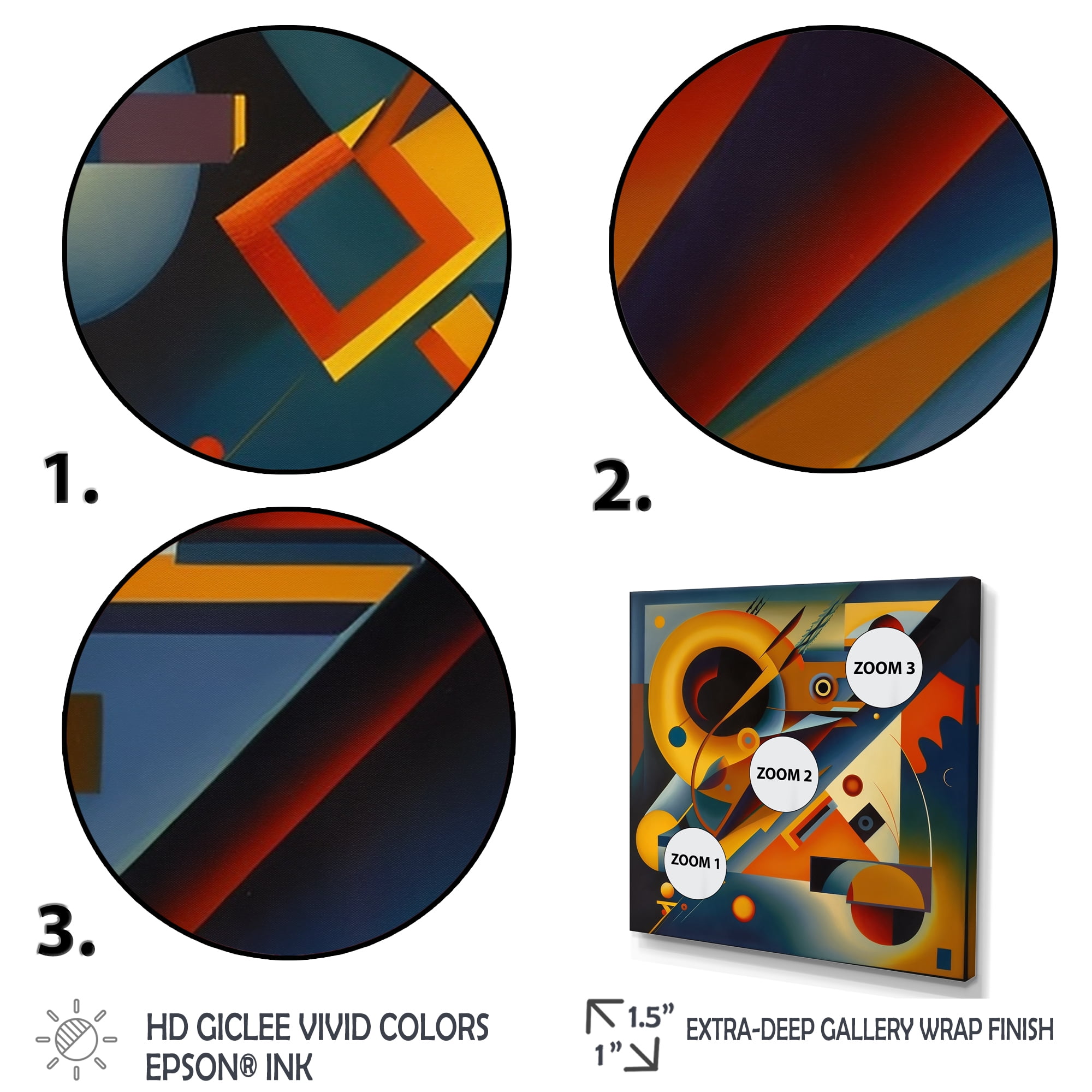 Designart Multicolor Geometric Orange Shapes V Canvas Wall Art