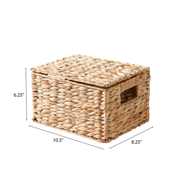 Medium Hyacinth Storage Basket With Lid, Honey photo 6