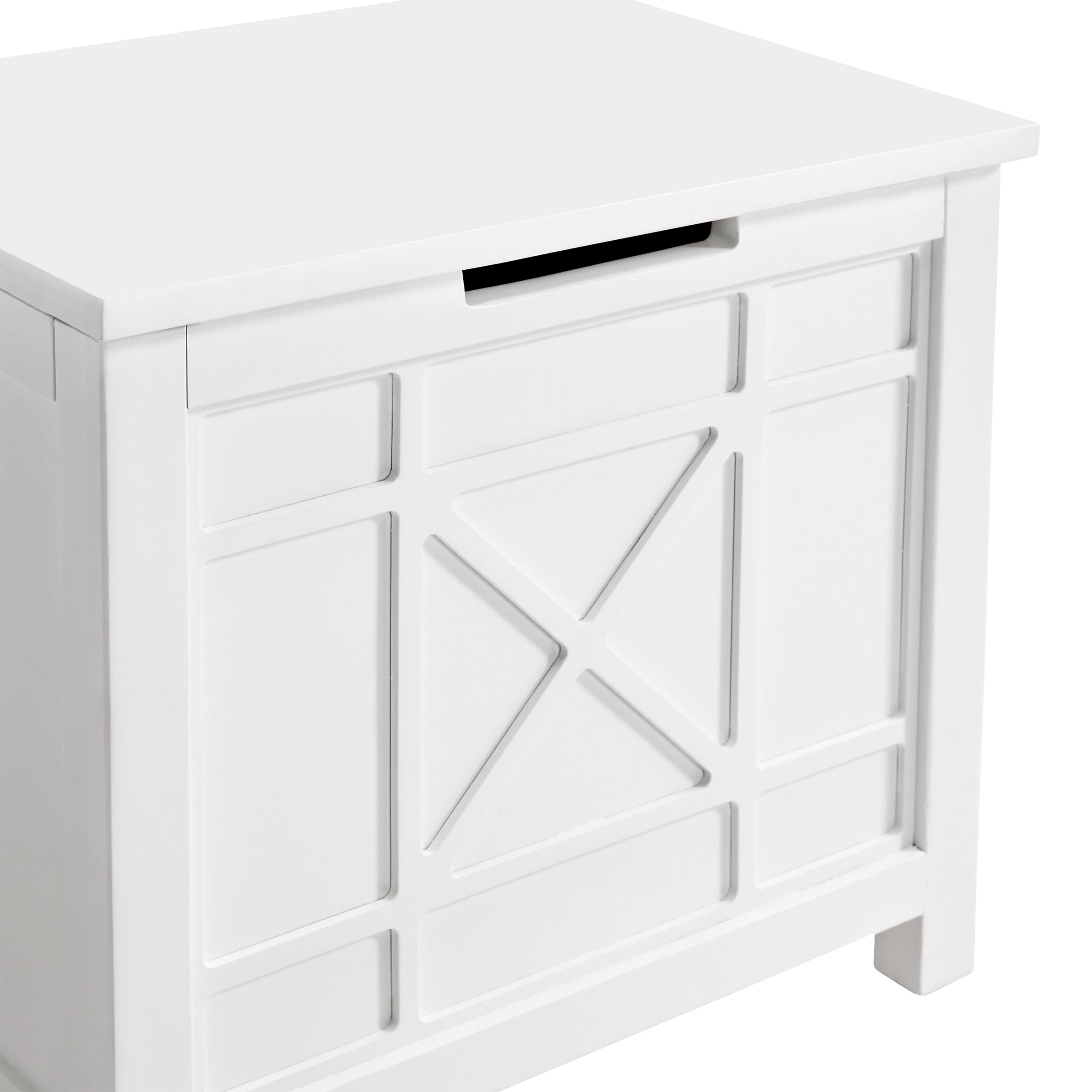 Alaterre Furniture Derby Laundry Hamper w/Towel Rack in White with Gray Cushion