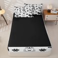 thumbnail image 4 of Manfei Line Art Puppy Zipper Full Size Comforter Sets with Fitted Sheet and 2 Pillowcases, Paw Footmark Zipper Bedding Set, Black White, Black Reversible, 4pcs, 4 of 7