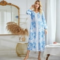 thumbnail image 5 of Women's Printed Sleepwear/Casual Nights/Long Sleeve Duster/Housecoat/House Dress Long Nightgown, 5 of 10