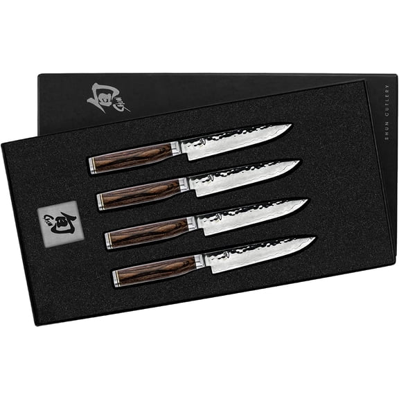 Shun Cutlery Premier Steak Knife Set - 5" Steak Knives, 4 Piece, Razor-Sharp Meat Slicing Knife, Keeps Juices in Steak and Preserves Flavor, Handcrafted Japanese Kitchen Knives