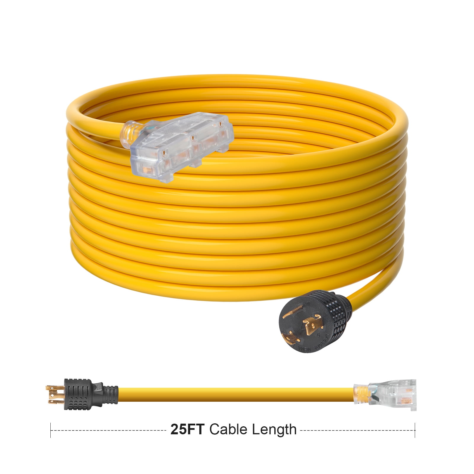 KFFKFF 30A Generator Extension Cord Power Cord 25 Feet 125V NEMA L5-30P Copper Wire