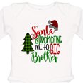 thumbnail image 4 of Inktastic Santa is Promoting Me to Big Brother Green Plaid Tree Boys Long Sleeve Baby Bodysuit, 4 of 5