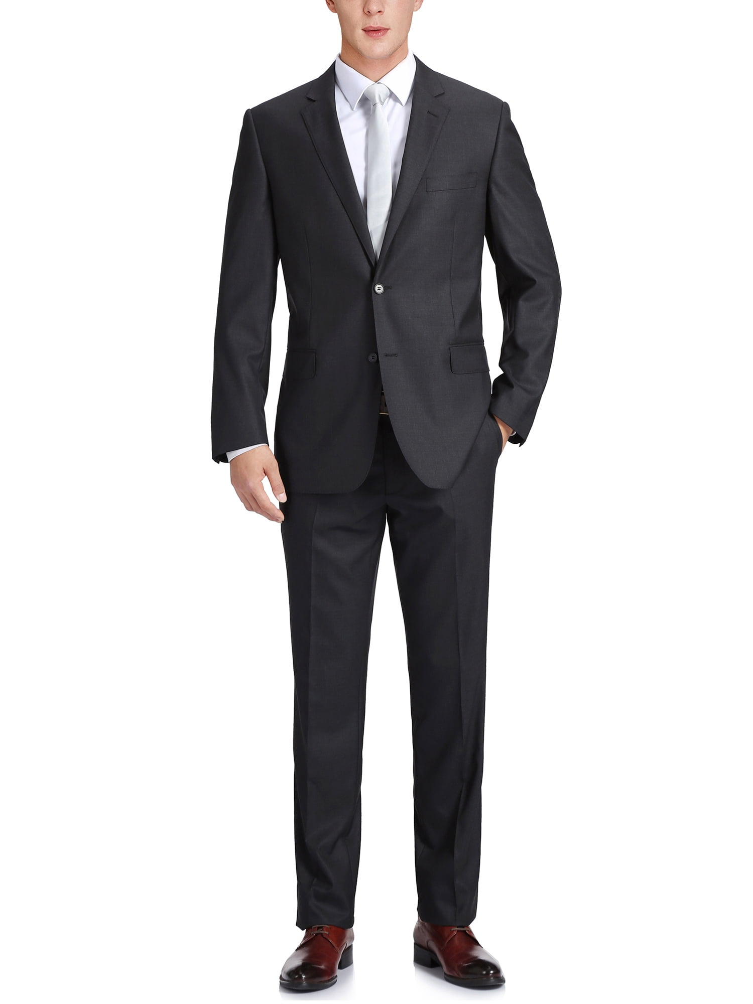 Men's Suits Regular Fit 100% Premium Wool Black Dress Suit for Men -  Walmart.com