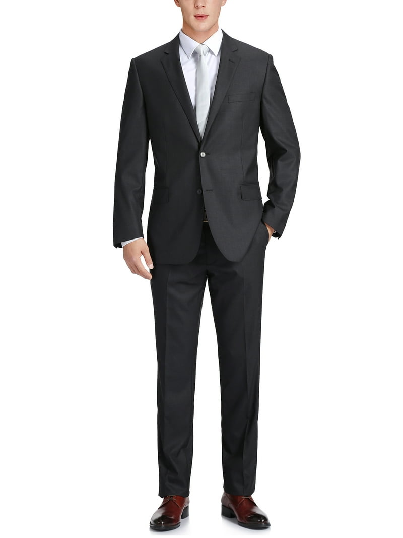 Men's Suits Regular Fit 100% Premium Wool Black Dress Suit for Men - Walmart.com