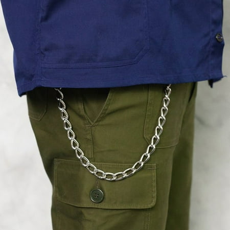 Eosunjian Pants Chain Hip-hop Punk Personality Goth Thick Gift Long Minimalist Men Jeans Waist Wallet Chain Fashion Jewelry Silver 45cm