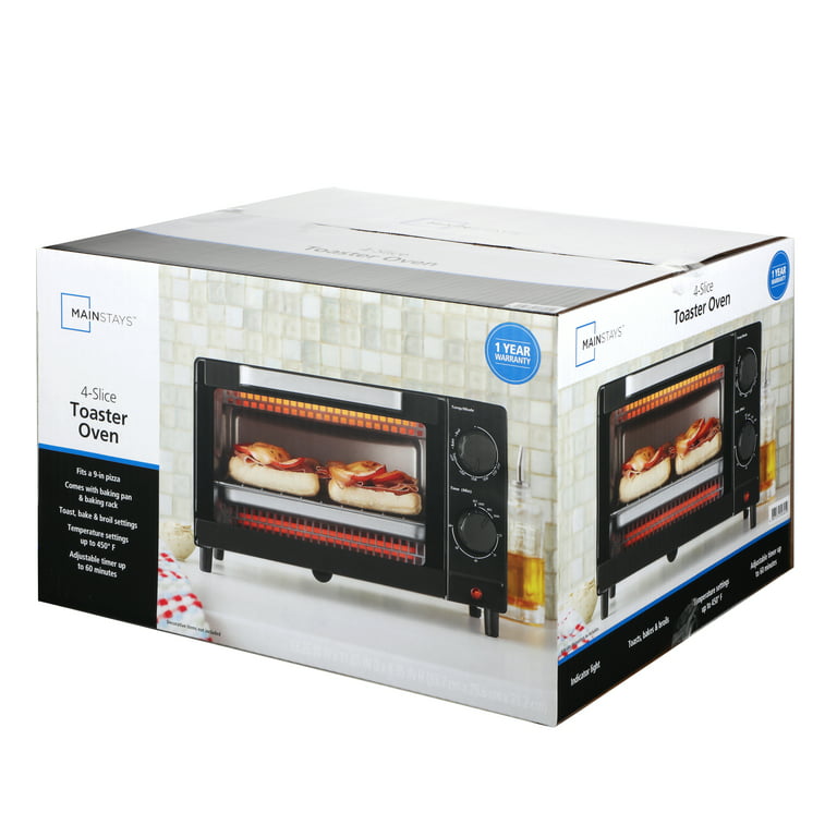 800-Watts Electric Black Toaster Oven 3 Cooking Modes 30 Min Timer Crumb  Tray, Tempered Glass Door in 2023