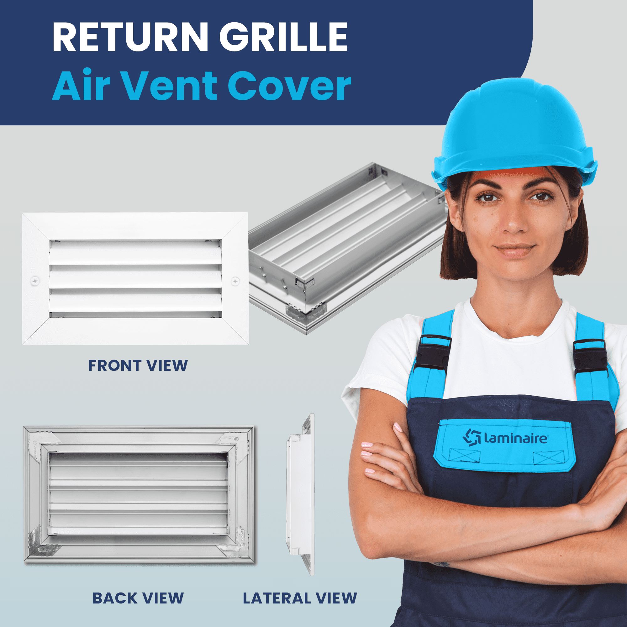 Vent Cover 8 x 4 Aluminum Return Air Grille - Rustproof, 1-Pack [9.6" x 5.6" Face]