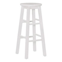 Maklaine Classic Round 29" Backless Bar Stool in White Rubberwood