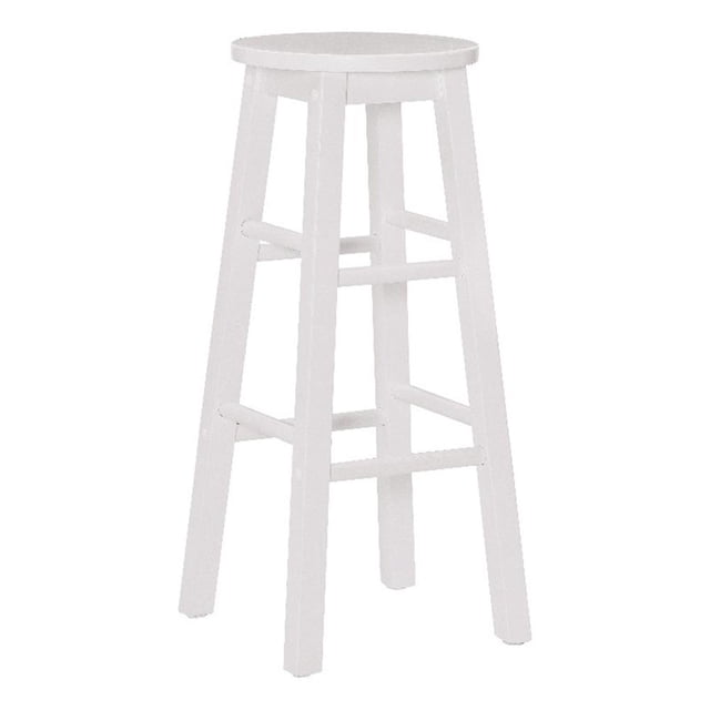 Bowery Hill Tabouret de Bar Rond Moderne / Contemporain en Bois, Blanc