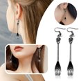 thumbnail image 2 of BNNG Spoon And Gork Tableware Earrings Fashion Personality Exaggerated Spoon And Fork Earrings Vintage Creativity Tableware Spoon Fork Asymmetry Dangle Earrings Punk Gothic Earrings, 2 of 5