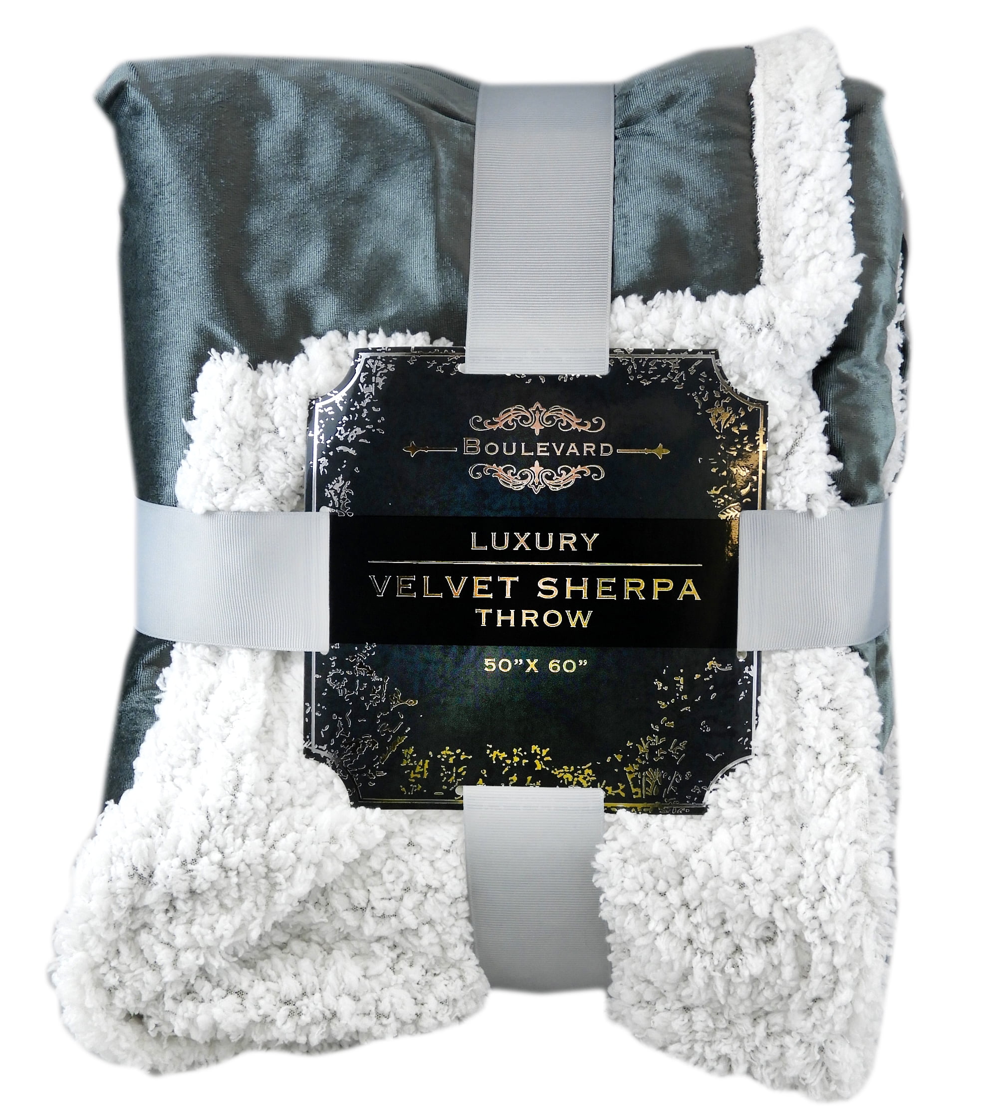 Boulevard Luxury Velvet Sherpa Throw Blanket 50" x 60" Reversible All