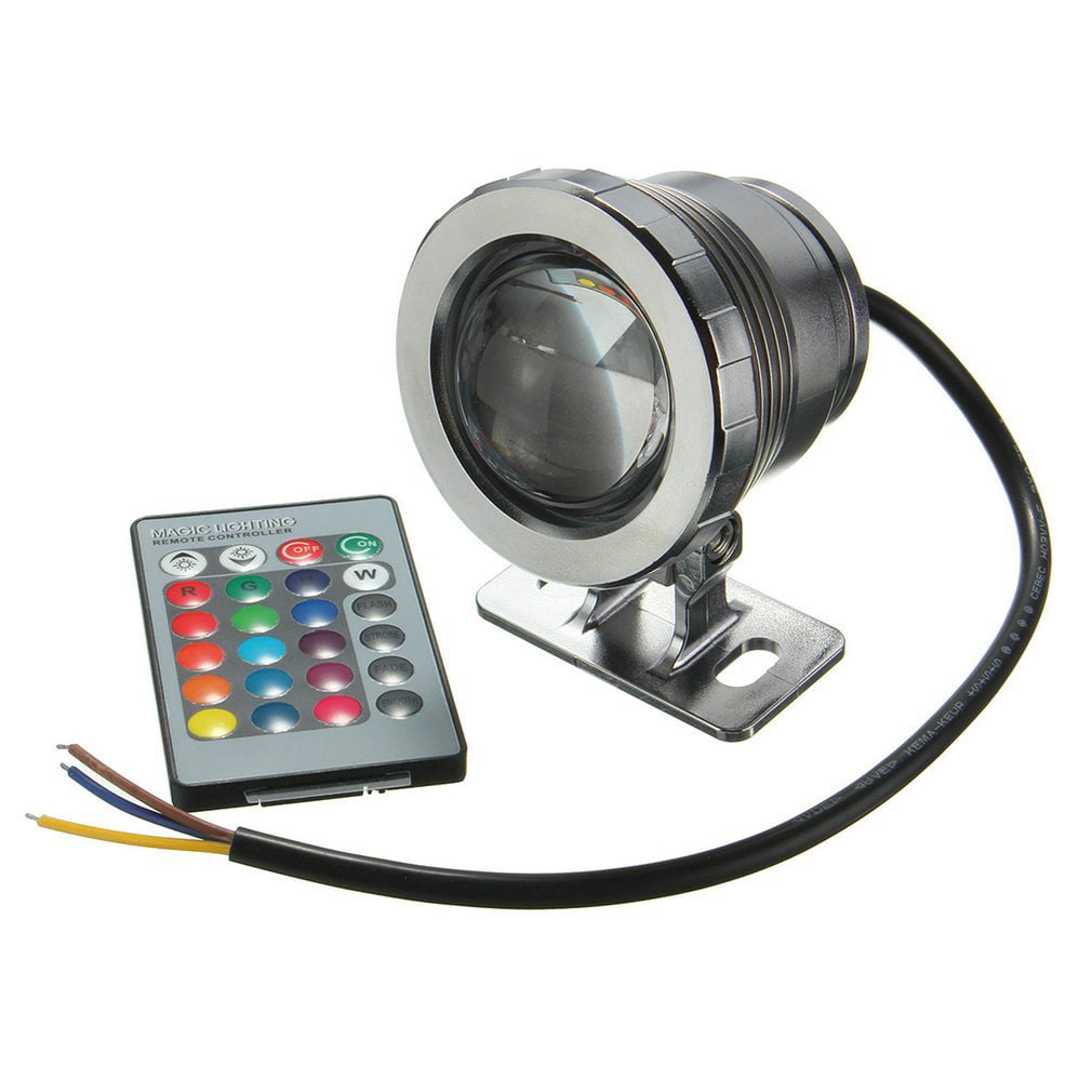 Waterproof 10W RGB LED Light Underwater Fountain Pool Pond Spotlight IP68+Remote 