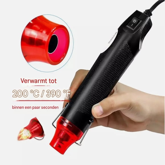 Gsedaox-gun à Air Chaud / Décapant de Peinture 300W 220V - 200°C -Heatgun - Pistolet Thermique - Bricolage -Rouge Noir