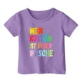 thumbnail image 4 of PMVFHDE T-Shirts Graphiques pour Filles, Hauts d'Été Mignons pour Filles, Robe T-Shirt pour Filles, Hauts Décontractés pour Filles, Hauts d'Été Imprimés Colorés pour Carnaval d'Enfants, Col Rond, Manches Courtes, Violet, 6-7 Ans, 4 of 4