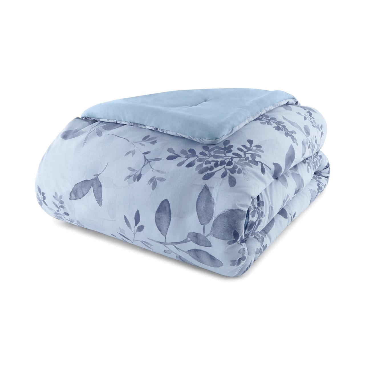 Mainstays All in One Reversible Comforter and Sheet set- 11 Piece, King, Blue Floral