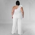 thumbnail image 5 of AURA Women Plus Size One Shoulder Jumpsuit Wide Leg High Waist Casual Outfit Summer Elegant Romper, 5 of 6