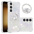 thumbnail image 1 of Funda para Samsung Galaxy S24 5G con Brillo Líquido Flotante, Purpurina, Parachoques y Anillo Giratorio Soporte, 1 of 5