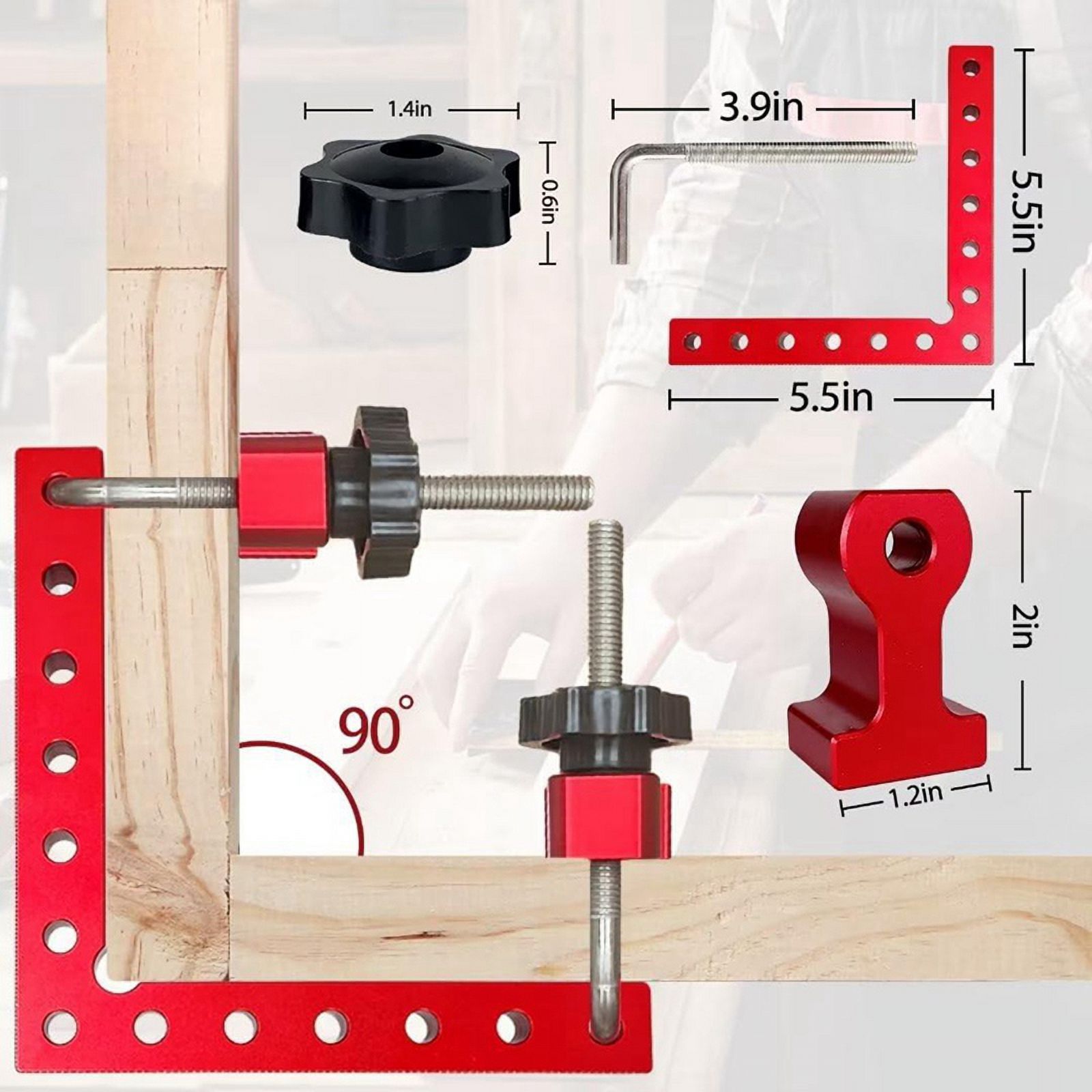 90 Degree Clamp Corner Clamp - Right Angle for Woodworking 4Pack 5.5Inch Aluminum Alloy Corner Clamp Wood Working Tools