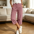 thumbnail image 5 of Tsesme Corduroy Capris for Women Drawstring Elastic Waist Cropped Trousers with Pockets Fall Loose Fits Comfy Bottom Daily Wear, 5 of 8
