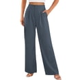 thumbnail image 2 of MYAOYI Women's Stretchy Drapey Office Work Wide Leg Dress Trousers, 2 of 8