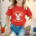thumbnail image 2 of Kids Easter Shirts Girls Crew Neck Short Sleeve T Shirts Soft Bunny Easter's Day Clothes for Girls Size 10-11 Years,Red, 2 of 4