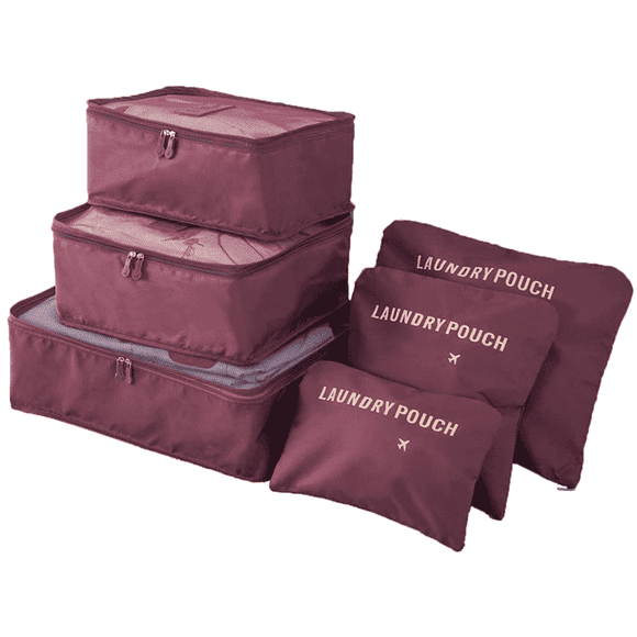 LOVEVER 6 Pcs Packing Cubes Compression Packing Cubes for Travel Storage Luggage Packing Cube for Travel Suitcase Wine Red