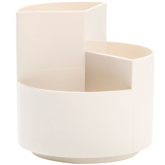 OFFIGAM Beige Desktop Rotating Pen Holder with Multi Grid Organizer for Office Desk and Makeup Storage