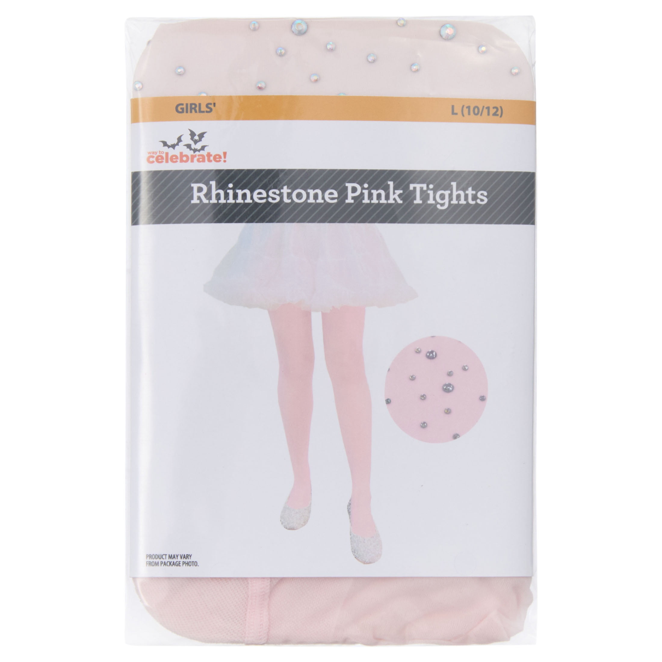 Rhinestone Opaque Tights Costume Accessory for Children, Pink, L (10/12), Halloween by Way To Celebrate