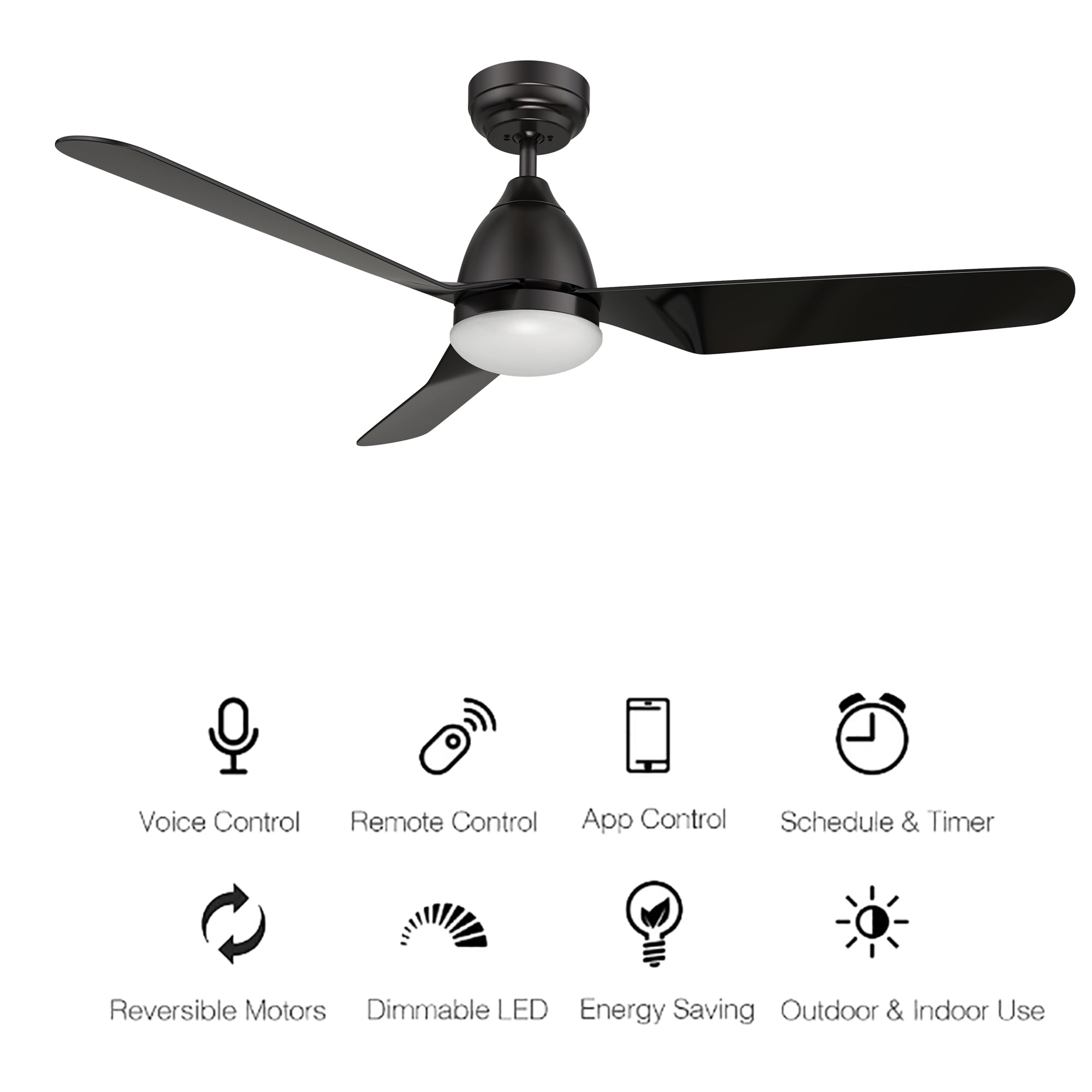 Smaair 52'' Smart Ceiling Fan with Light and Reversible 10 Speed DC Motor 