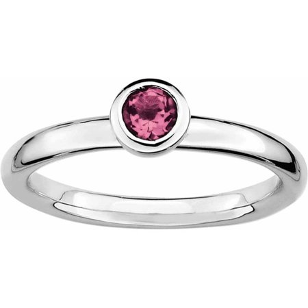 SS Stackable Expressions Low 4mm Round Pink Tourmaline Ring