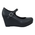 thumbnail image 2 of City Classified Shoes Women Mary Jane Ankle Strap Wedge Platform Pumps MARK Black PU 7.5, 2 of 3