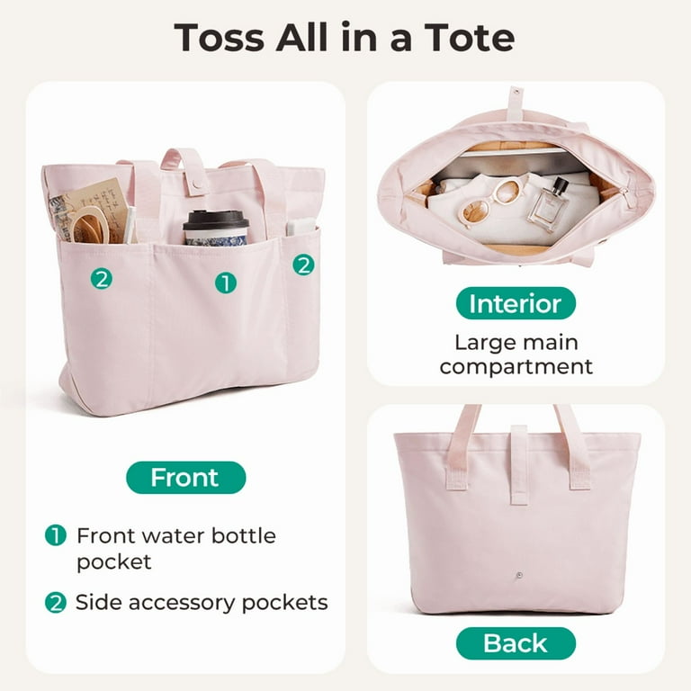 best walmart tote bag for travel Bagsmart Foldable Tote Bag for Women, Laptop Tote Bag Top Handle Handbag for Travel, Work, Beach, Gym, Shop, Coffee, Adult Unisex, Size: 17.3 x 13.4 x