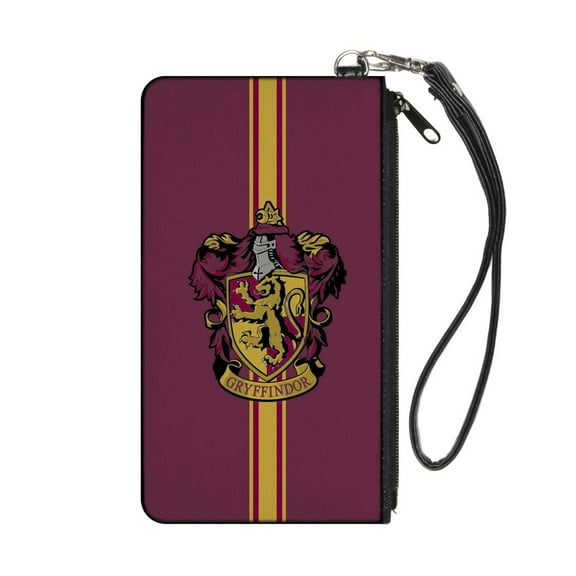 The Wizarding World of Harry Potter Wallet, Zip Pouch, Gryffindor Crest Vertical Stripe Burgundy Gold, Canvas